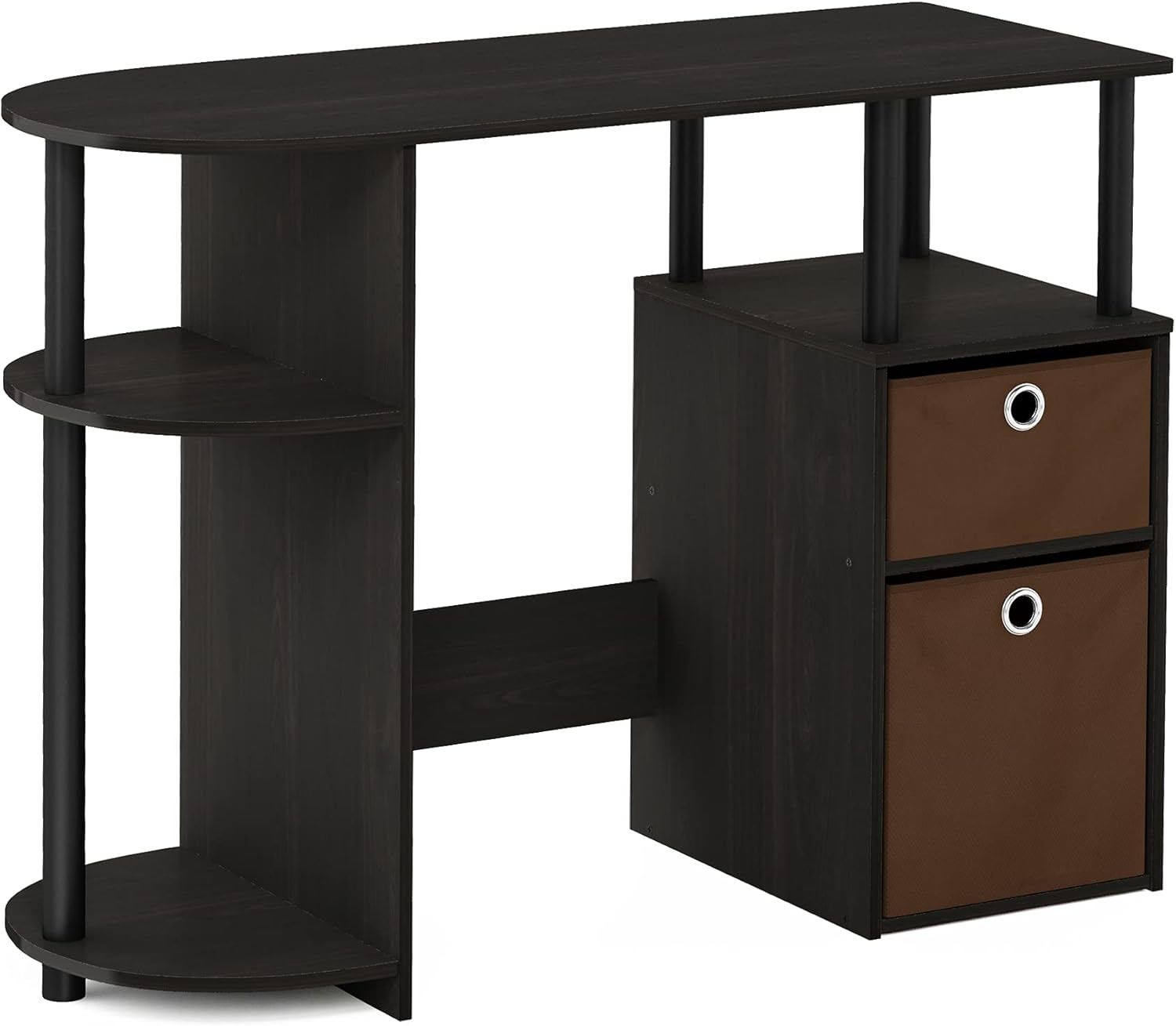 616Rw3Im1VS._AC_SL1500_.jpg Computer Study Desk with Bin, Brown - Image 1