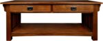 Impeccable Coffee Table for Living Room, Two Drawers and Shelf, Made with Solid Wood, Medium Oak Finish