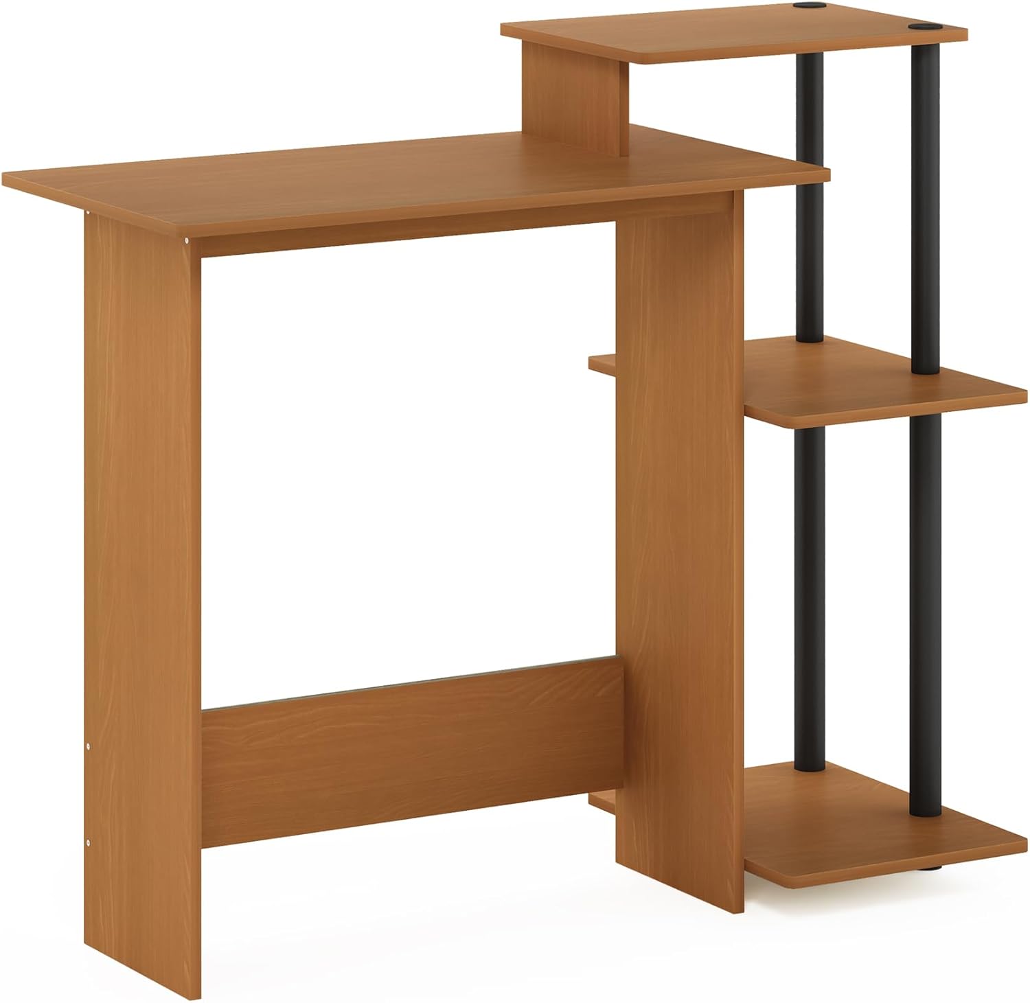 61O6B-6jNBL._AC_SL1500_.jpg Efficient Home Laptop Notebook Computer Desk with Square Shelves, Light Cherry/Black - Image 1
