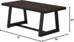 72 Inch Farmhouse Dining Table, Solid Wood Rustic Kitchen Table, Large Wooden Rectangular Dinner Table for Dining Room, Home Office, Living Room Furniture, Easy Assembly, Black Wirebrush - Image 2