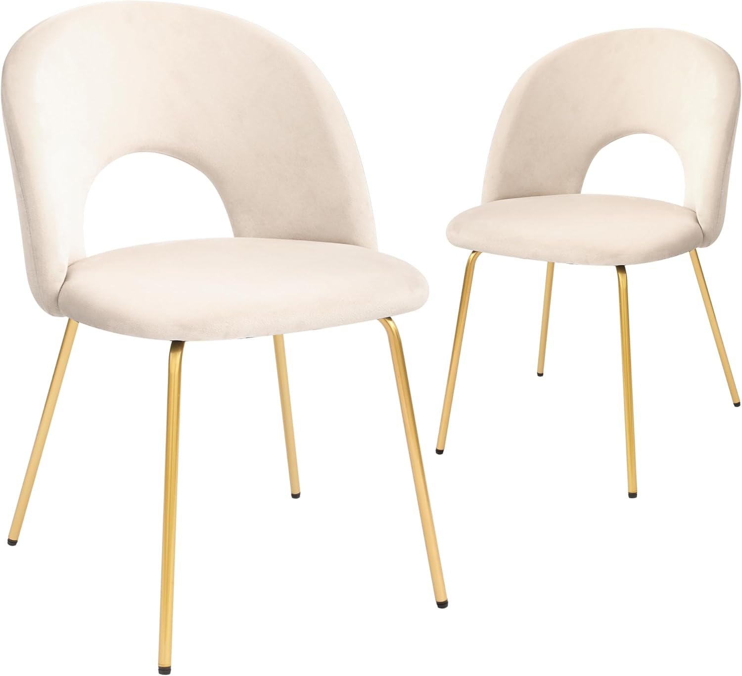 61aXx6rCBoL._AC_SL1500_.jpg Velvet Seat Chair with Metal Legs for Kitchen Dining Room, Pack of 2. Beige - Image 1