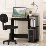 Efficient Home Laptop Notebook Computer Desk with Square Shelves, Espresso/Black - Image 2